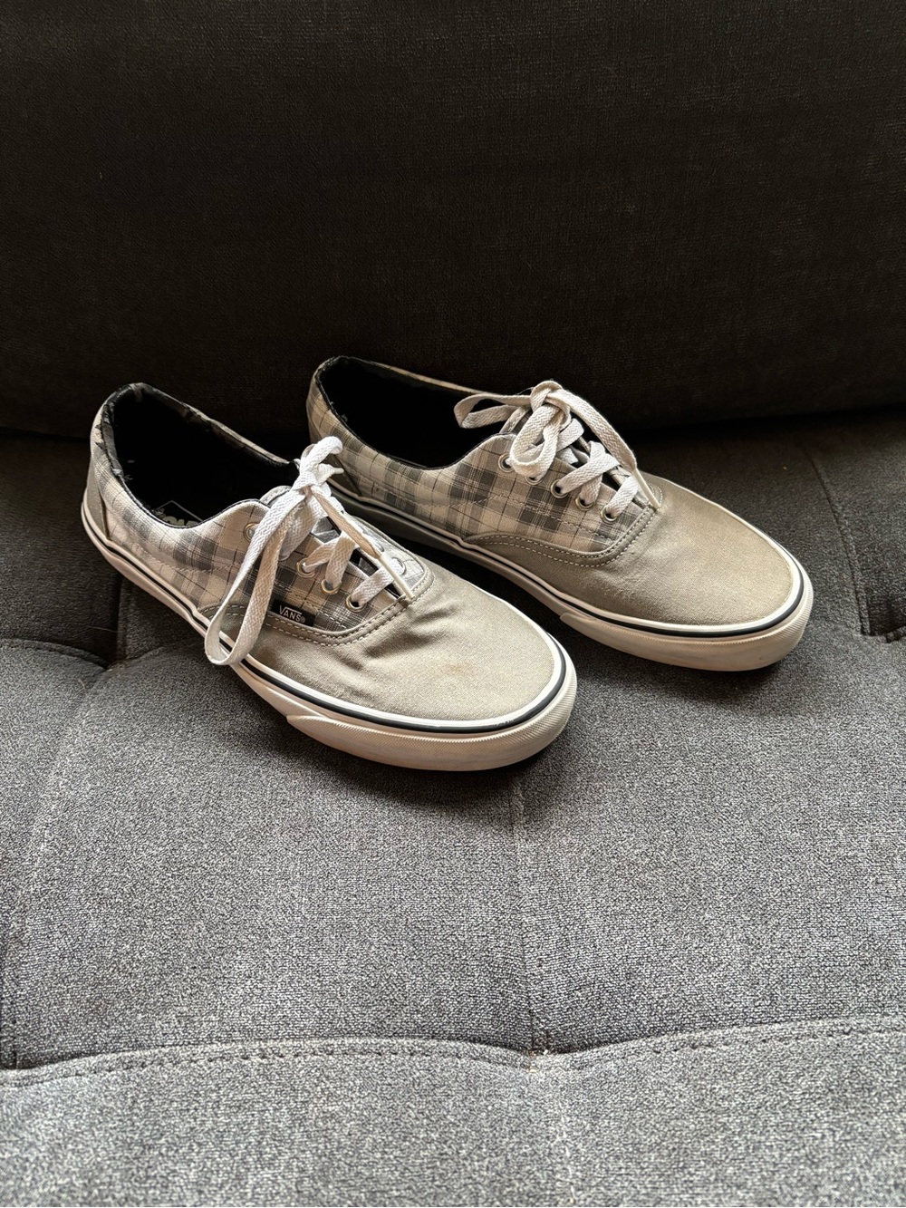 Vans Men's Gray Plaid Canvas Sneakers